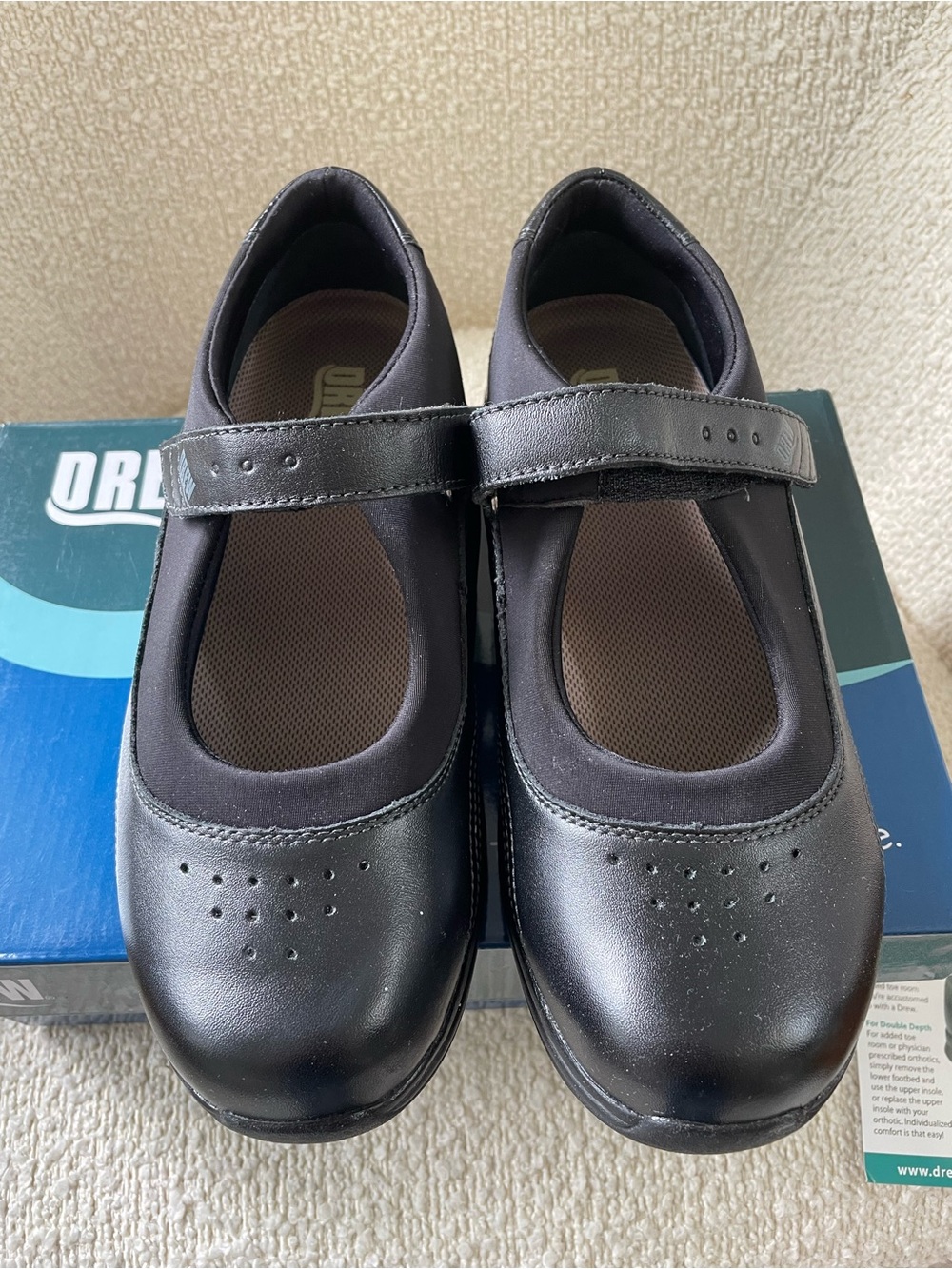 DREW brand Black Leather Mary Jane School Therapeutic Shoes - Comfort Strap